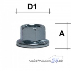 Radmutter M14 x 1,5 Flachbund offen SW19